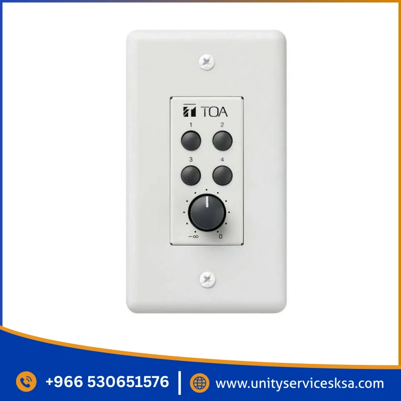 TOA ZM-9002 Remote Control Panel – 4-Button & Volume Knob Wall Controller