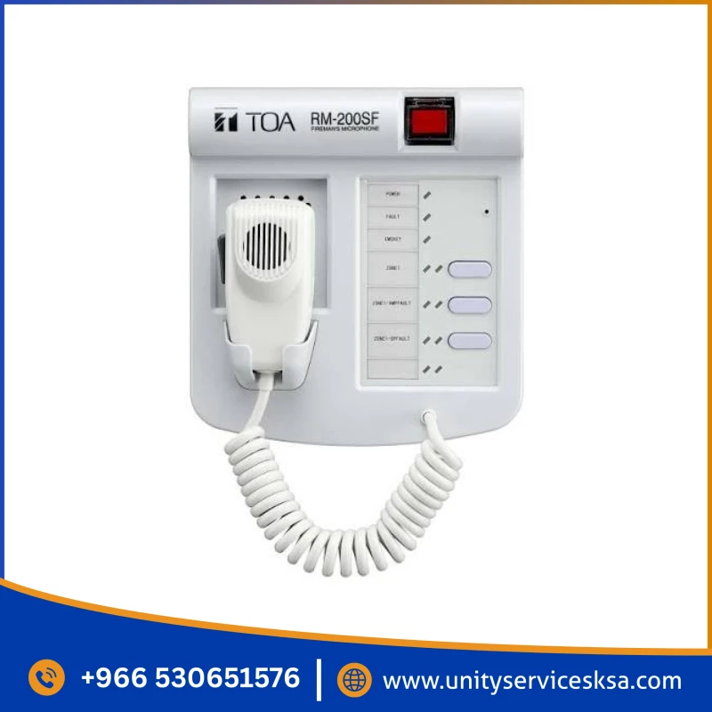 TOA RM-200SF Wall-Mount Emergency Microphone – High-Visibility Voice Evacuation Station