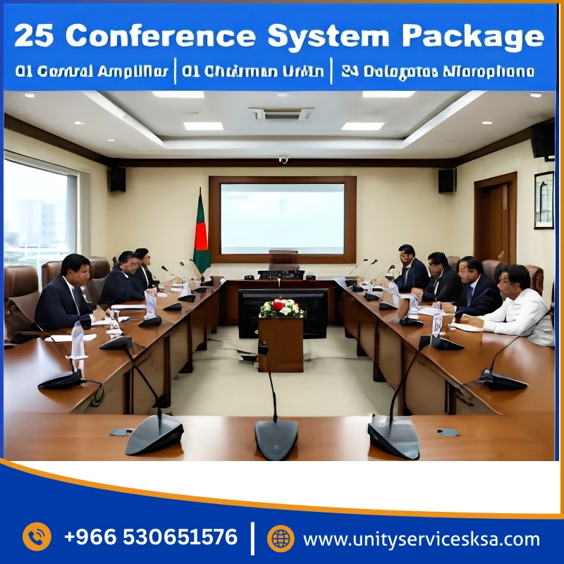 Verbex 25-Piece Conference System Package – 1 Central Amplifier, 24 Delegate Units & 1 Chairman Unit