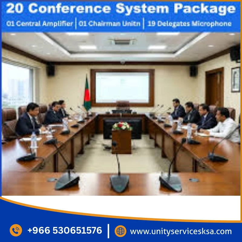 Verbex 20-Piece Conference System Package – 1 Central Amplifier, 19 Delegate Units & 1 Chairman Unit