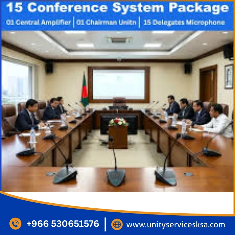 Verbex 15-Piece Conference System Package – 1 Central Amplifier, 14 Delegate Units & 1 Chairman Unit