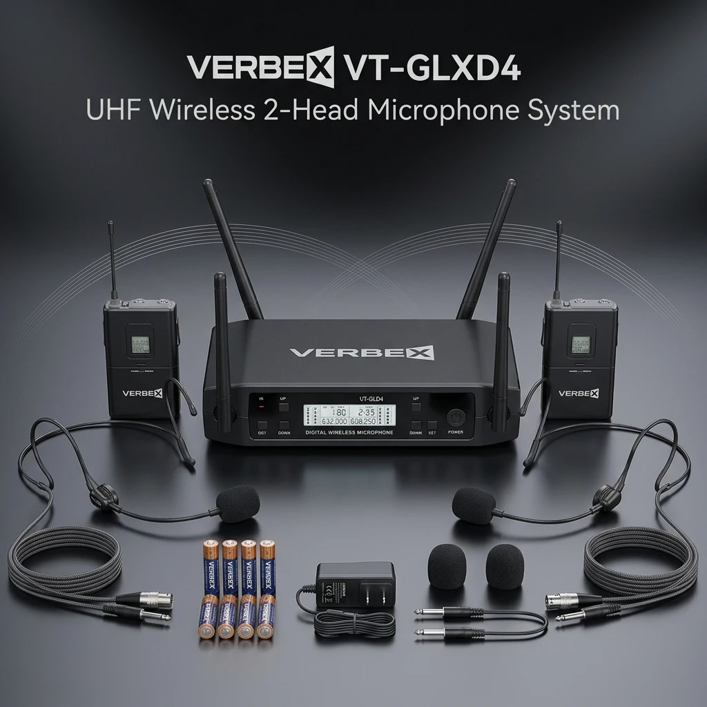Verbex VT-GLXD4 UHF Wireless Headset Microphone | Hands-Free Presenting