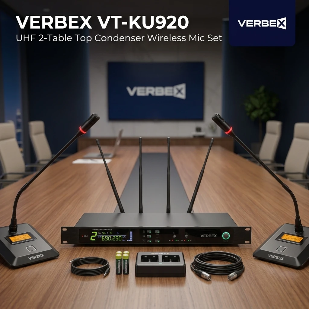 Verbex VT-KU920 UHF 2-Table Top Condenser Wireless Mic Set