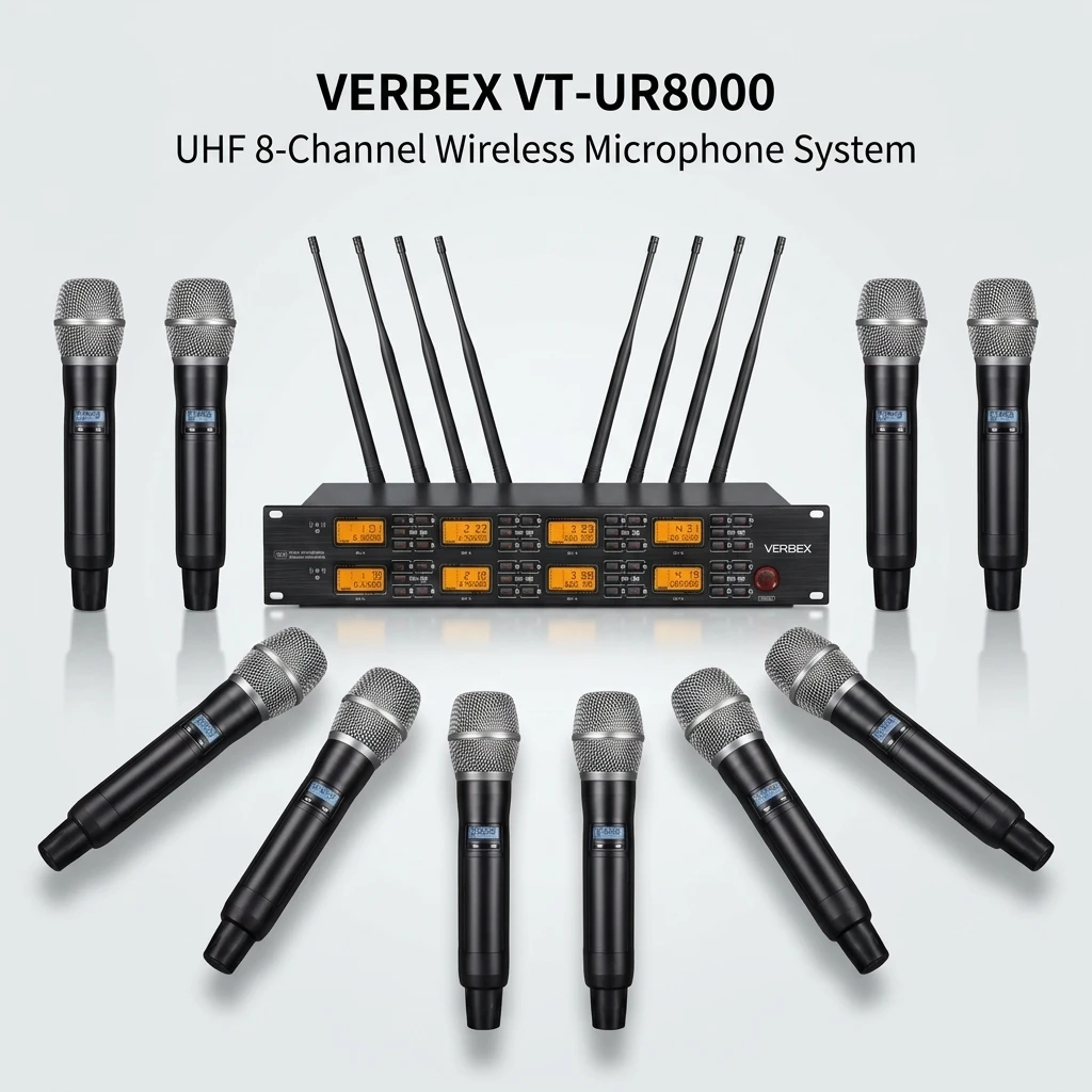 Verbex VT-UR8000 UHF 8-Handheld channels wireless microphone