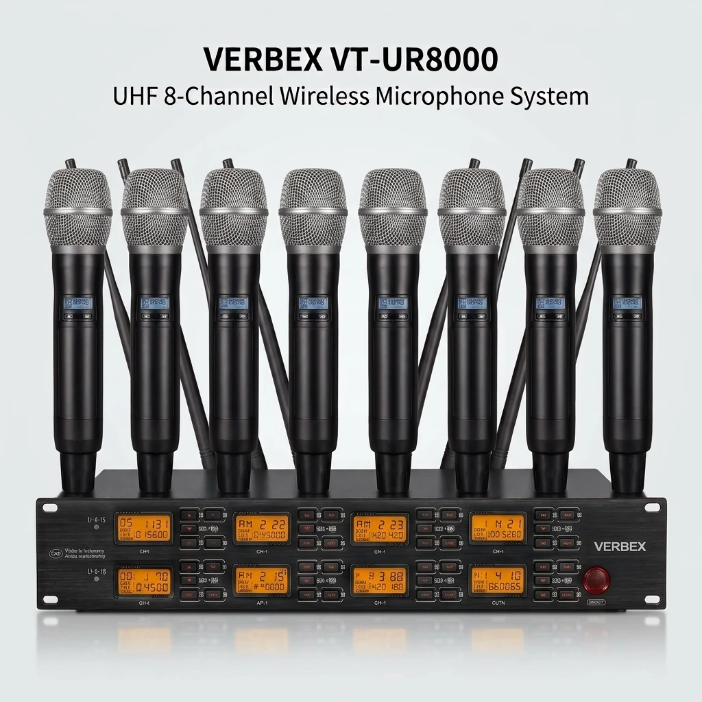Verbex VT-UR8000 UHF 8-Handheld channels wireless microphone