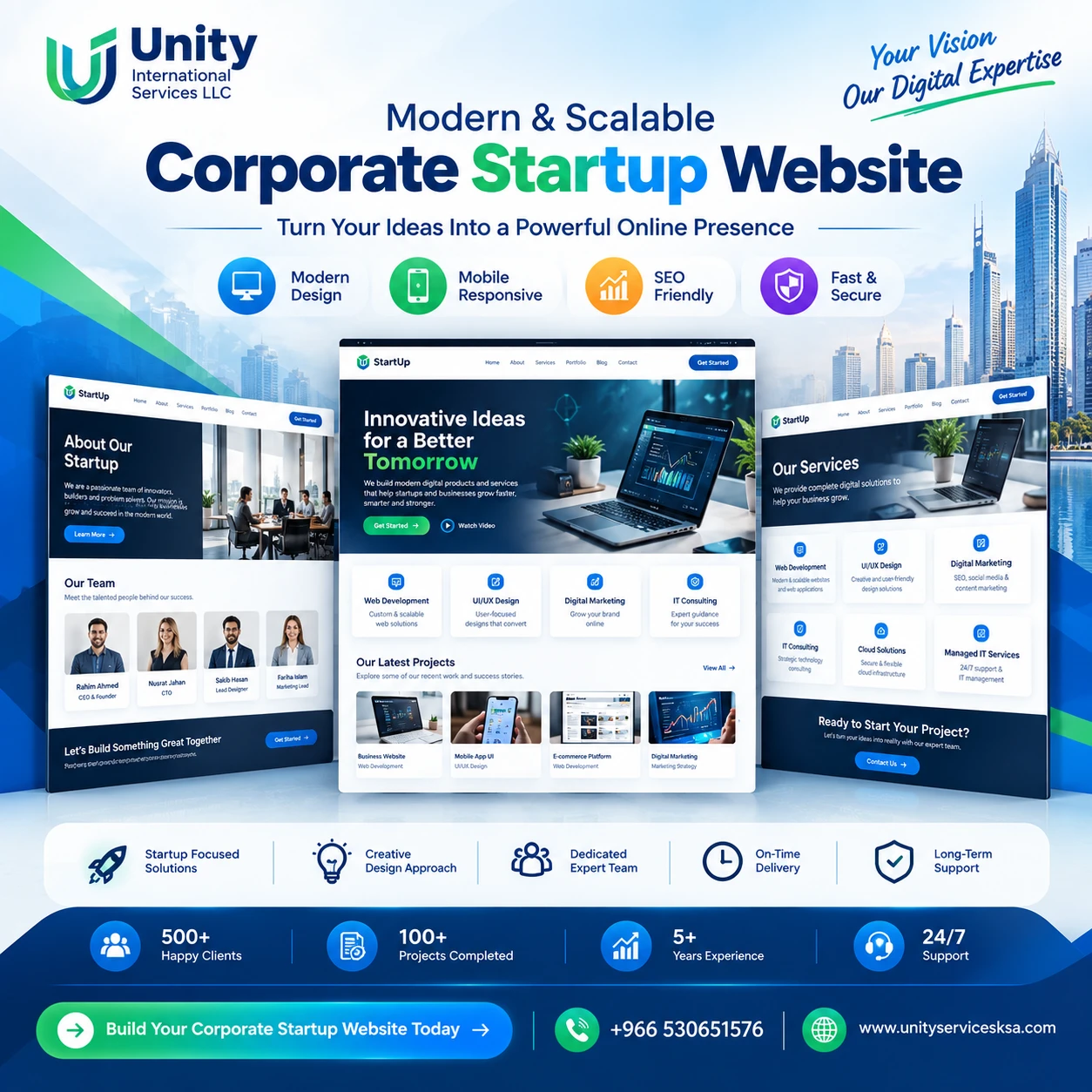 Corporate Startup Website Design & Development Service in KSA | Unity Services